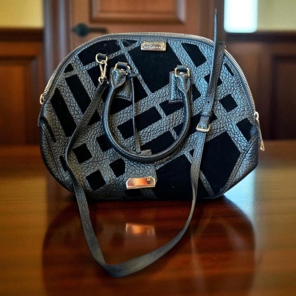 Burberry Black leather and velvet Satchel - Picture 1 of 8